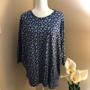 Lands’ End Blue Flowered Top